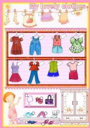 My lovely clothes (2 pages) - ESL worksheet by hellokittyteacher