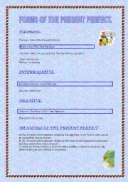 English worksheet: Forms of Present Perfect