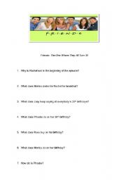 English Worksheet: Friends-The one where they all turn 30