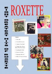 English Worksheet: EIGHT GREATEST HITS OF ROXETTE