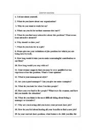 English Worksheet: Great Questions to Ask at an Interview
