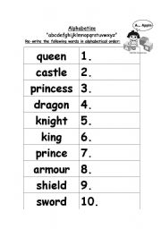 English Worksheet: Alphabetize