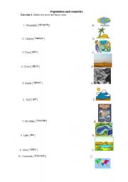English Worksheet: The population and the country