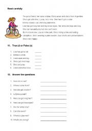 English Worksheet: Reading and writing about a friend