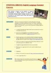 English Worksheet: Studying abroad: English language summer courses