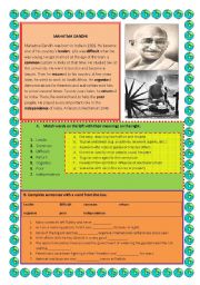 English Worksheet: mahatma gandhi