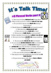 English Worksheet: Talk Time #8 - Phrasal Verbs II