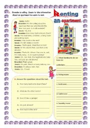 English Worksheet: Renting an apartment