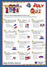 4th JULY  QUIZ