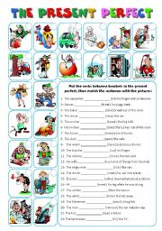 English Worksheet: Present Perfect - Third Person - with key