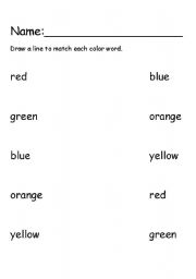 English worksheet: Color Word Match
