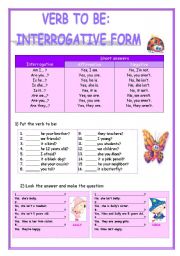 English Worksheet: VERB TO BE: INTERROGATIVE FORM