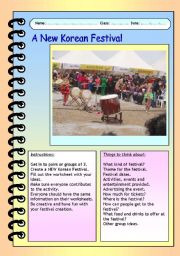 English Worksheet: Make a New Korean Festival