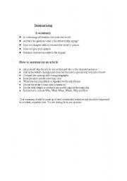 English worksheet: Summarising