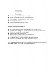 English Worksheet: Summarising