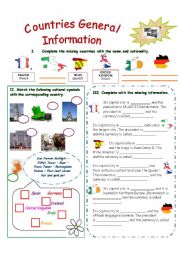 English Worksheet: Countries General Information (part 2)