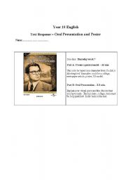 English Worksheet: To Kill A Mockingbird Oral task