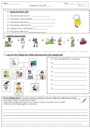 English Worksheet: vocabulary jobs and the family KET writing