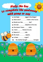 English Worksheet: some vs any