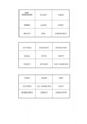 English worksheet: City description- adjectives NOUGHTS AND CROSSES CARDS