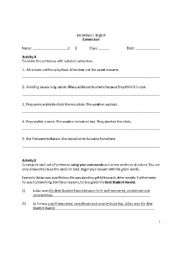 English worksheet: Connectors