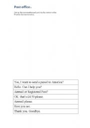 English worksheet: post office role play