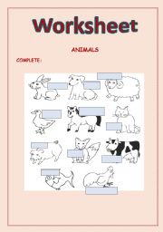 English worksheet: Animals