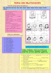 English Worksheet: PEOPLE AND RELATIONSHIPS