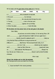English Worksheet: past tense