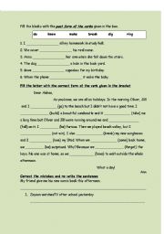 English worksheet: past tense