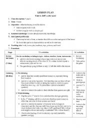 English Worksheet: lesson plan for unit 1 star team 2