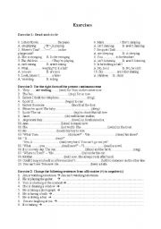 English Worksheet: present continuous exercises