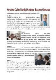 English Worksheet: How the Cullens became vampires