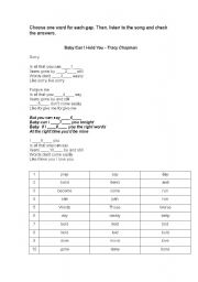 English Worksheet: Bingo Baby Can I Hold You