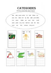 English Worksheet: categories