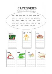 English worksheet: categories