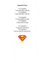 English Worksheet: Superkid Poem
