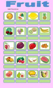 English Worksheet: Food 1 - fruit