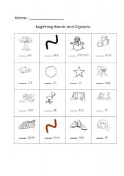 English worksheet: Beginning Blend and DIgraph