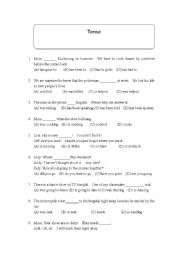 English worksheet: tense