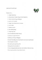 English Worksheet: Adjective Activity--What do you call someone who...?