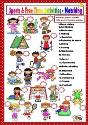 English Worksheet: SPORTS & FREE TIME ACTIVITIES - MATCHING