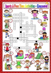 English Worksheet: SPORTS & FREE TIME ACTIVITIES - CROSSWORD