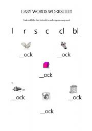 English Worksheet: Easy Words (...ock)