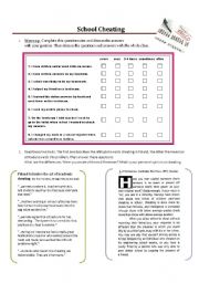 English Worksheet: 2. SCHOOL CHEATING worksheet for speaking on cultural differences + TEACHERS NOTES - extended!  