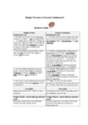 English Worksheet: Helping Students Use the Simple Present or Present Continuous  in Various Situations 