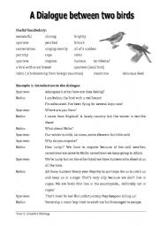 English Worksheet: A Dialogue between two birds 