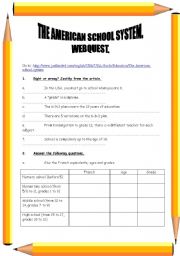 English Worksheet: The American school system