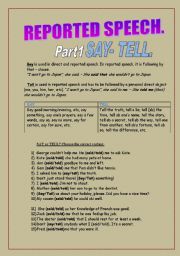 English Worksheet: SAY or TELL