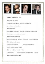 English Worksheet: Robert Pattison Quiz